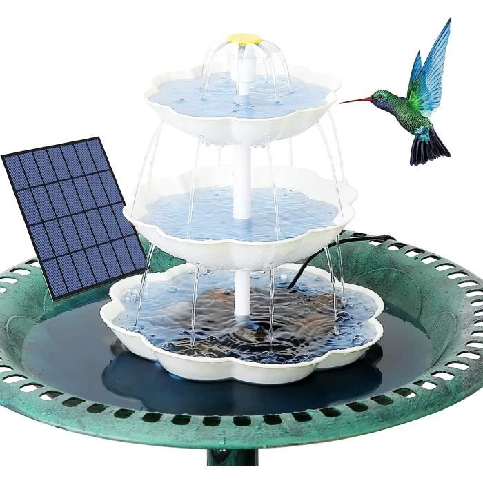 Kit Bain Oiseaux Fontaine Solaire 3,5W AMZtime - Mangeoire 3 Niveaux DIY Jardin Extérieur