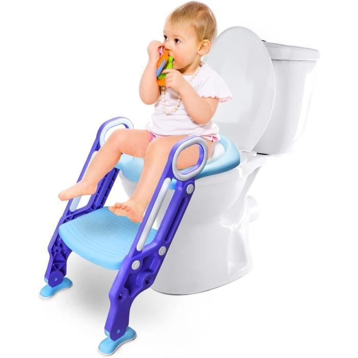 Tubiaz Entraîneur de toilette pour enfant avec escalier - Pour 1 à 7 ans -  Antidérapant et stable - Réglable en hauteur - Avec coussin rembourré en