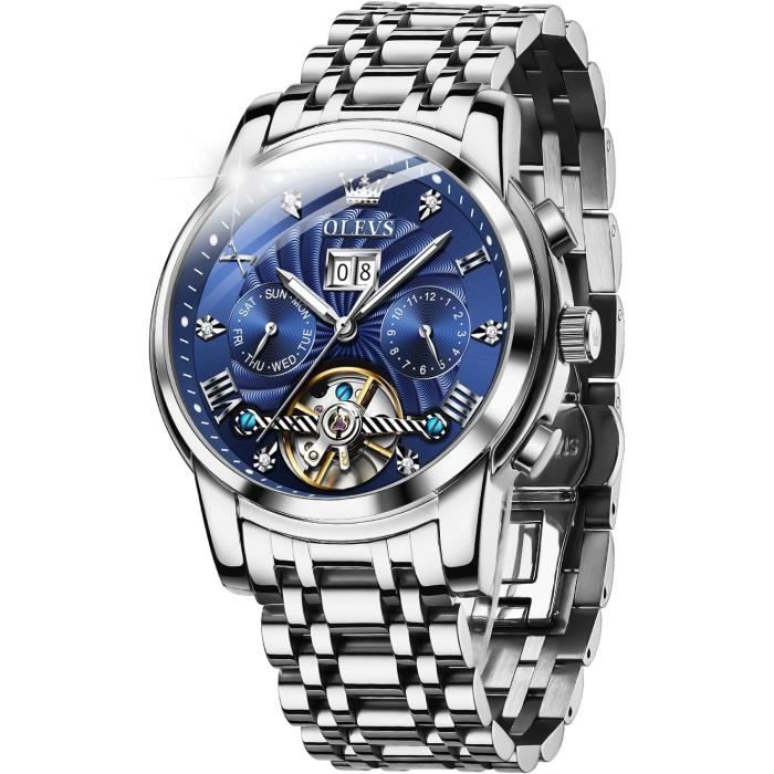 montre mecanique homme acier squelette