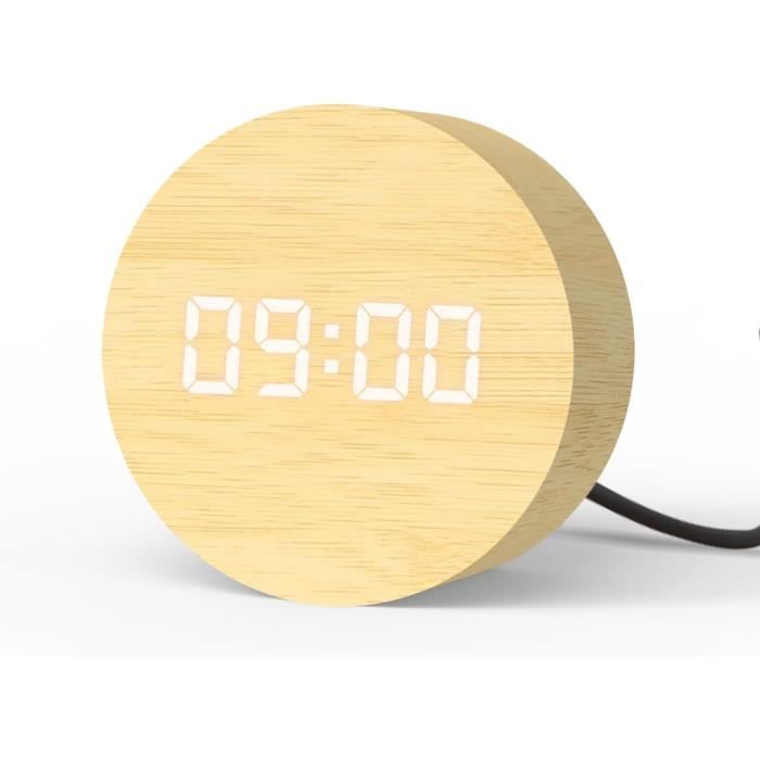 Réveil Digital LED Avec Thermomètre - Affichage Grand Écran - Fonction Snooze Et Veilleuse - Alimentation Piles