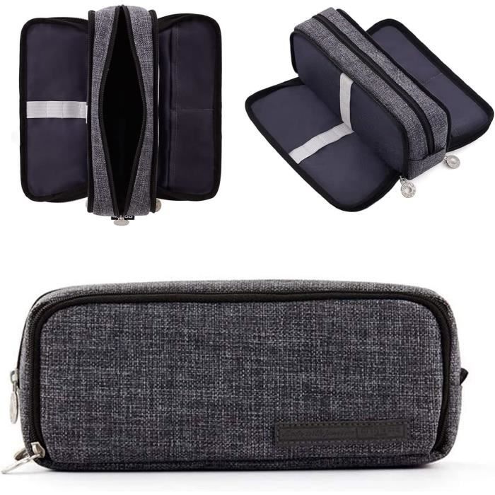 Trousse À Crayons Grande Capacité, Trousse Scolaire Portable Avec 3 Compartiments, Papeterie