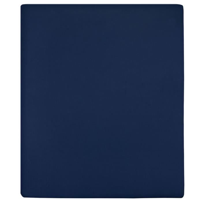136232  vidaXL Drap-housse Jersey Bleu marine 100x200 cm Coton
