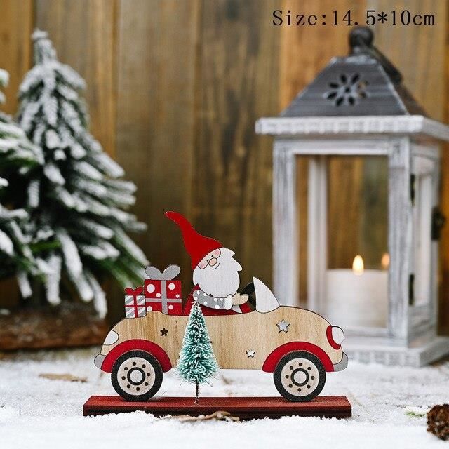 BOULE DE NOEL,Yellow Car-S--Ornements de noël en bois, poupée Gnome 