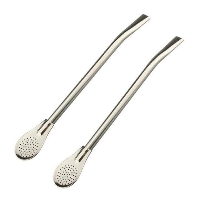 Lot 5 Cuillères Filtrées Bombilla Acier Inoxydable 15,7 Cm - Yerba Mate & Thés
