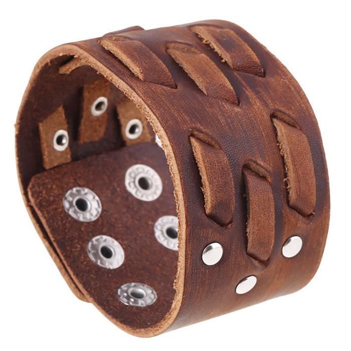 Bracelet De Force Pour Homme ZENSE - Cuir Noir Ajustable - Modèle ZB0336 - Neuf Avec étiquettes