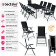 TECTAKE Ensemble chaises de salle à manger POMPEII avec Cadre en aluminium pour 8 personnes Résistant aux intempéries - Gris Foncé-1