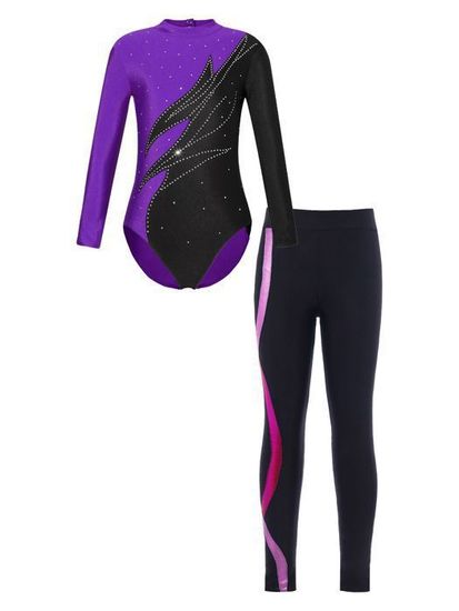 Ensemble Justaucorps Gymnastique Fille Avec Legging Et Short - Tenue Danse, Patinage - Taille 6 à 16 Ans - 5
