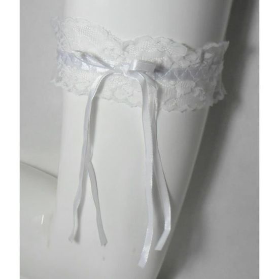 Noeuds rubans satin-Blanc Accessoires mariage lingerie Jarretière en dentelle