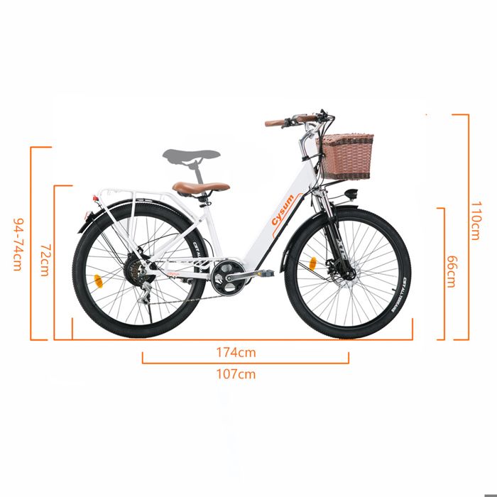 26 velo electrique ville classique 250w Moteur 25km h velo electrique urbain femme hauteur recommandee est 155cm et plus Cdiscount Sport