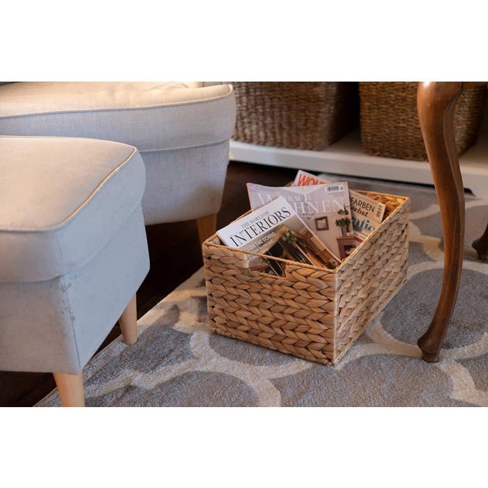 Decorasian Panier Rangement Jacinthe D'eau - Naturel Tressé - 37x28x20cm - Décoration Storage