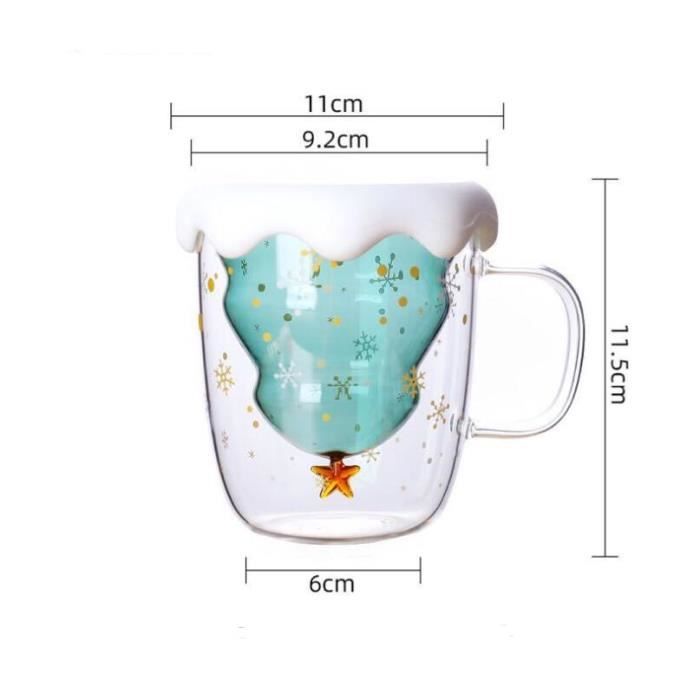 Lot de 2 tasses à thé en verre à double paroi avec poignée - Motif chat  mignon - 250 ml - Tasse à café et café - Tasse à bière isotherme 