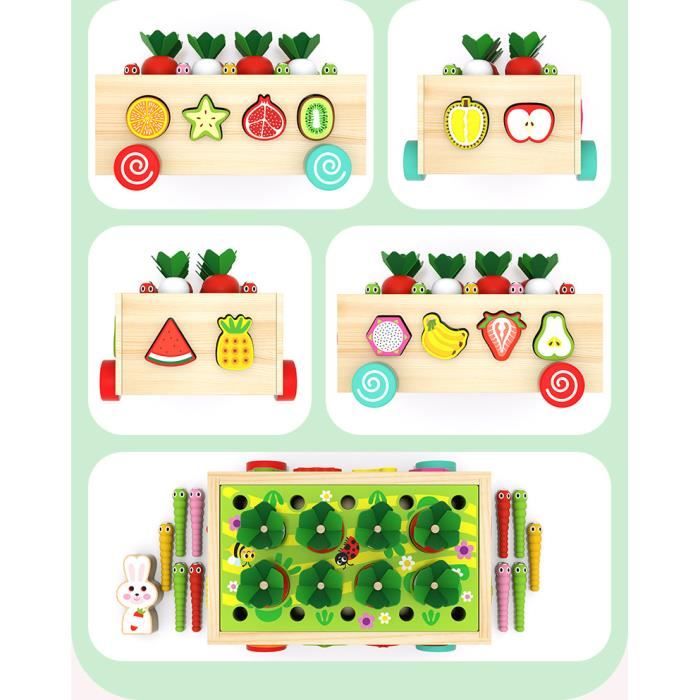 Let's Make Jouet De Motricité Champignon En Bois 5 En 1, Jouet Montessori Pour Enfant Dès 1 An, Cube D'activité éducatif