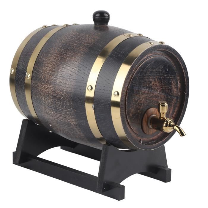Tonneau à vin en bois 1,5 l Baril de whisky Original Distributeur vintage avec robinet Tonneau en chêne pour ranger Whisky, vin, Brandy, Spiritueux