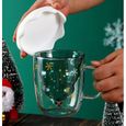 Tasse,Isolation à double paroi,Résistantes à la chaleur,Motif arbre de Noël,Tasses à café à double paroi en verre,Pour la maison-2