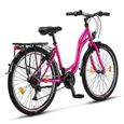 Licorne Bike Stella Premium City Bike 24,26 et 28 pouces – Vélo hollandais, Garçon [Rose, 24]-2
