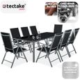 TECTAKE Ensemble chaises de salle à manger POMPEII avec Cadre en aluminium pour 8 personnes Résistant aux intempéries - Gris Foncé-2