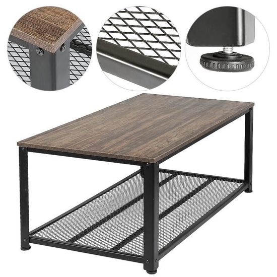 Table Basse Vintage Industriel Avec Espace De Rangement 106 60