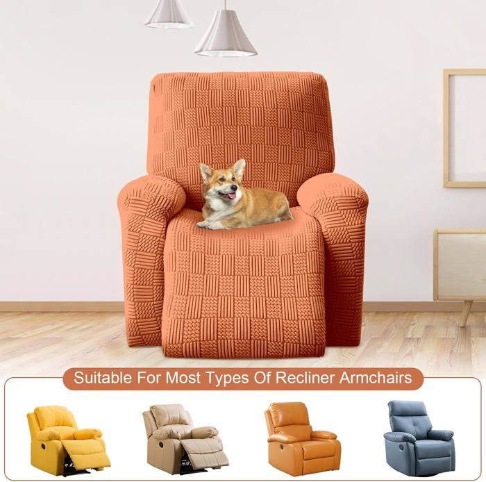 Housse De Fauteuil Relax Inclinable 1 Place Extensible - Mille Oiseaux à Carreaux Avec Poche Latérale