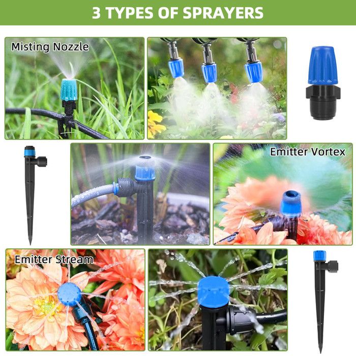 Kit Irrigation Goutte à Goutte 129 Pièces 40 M - Système Arrosage Automatique Jardin Plantes