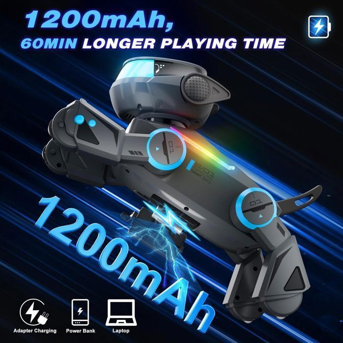 VATOS Bluetooth Chien Robot pour Enfants,Chien Robot Interactif Programmable avec Yeux LED Multicolores,Chienrobot Rechargeable Chantant et Dansant avec Télécommande pour Garçons et Filles,Blanc