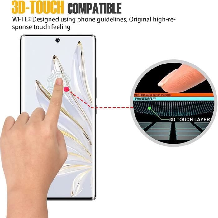 Tzstz 3+3 Pièces Verre Trempé Pour Honor 70 5G Protection Ecran 3d Couverture Complete Film De Protectionsans Bulles Anti Ray