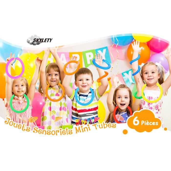 AUFIKR Lot de 4 Pop Tubes pour Enfants et Adultes, Multicolores Pop Tubes,Jouets Sensoriels de Tuyau Extensible Multicolore Jouets de Soulager Stress