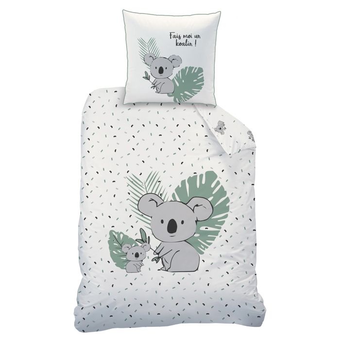 Parure De Lit Enfant 140x200cm ANIMALIUM - Coton 100% OEKO-TEX - Imprimé Réversible Animaux