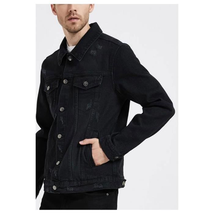 Blouson jean noir homme clearance
