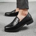 MOCASSIN Homme - Chaussures en cuir de tempérament d'affaires de mode - noir HB™-3