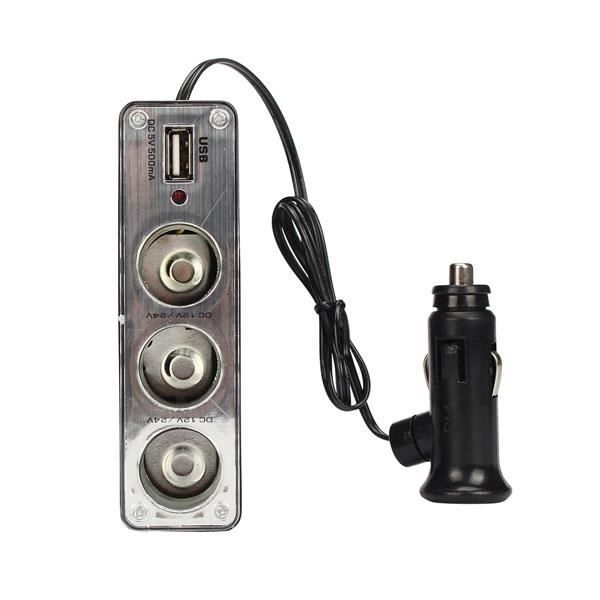 Chargeur USB + Triple Sockets Voiture allume-cigare Splitter Chargeur de  voiture * 3 - Cdiscount Auto