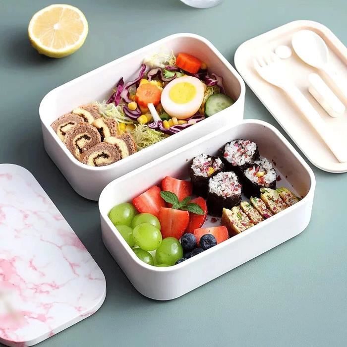 Double Bento Box Snack Hot Food Containers Breakfast Boxes Insulated Lunch Container Lunch Box Color White u8368 Cdiscount Maison