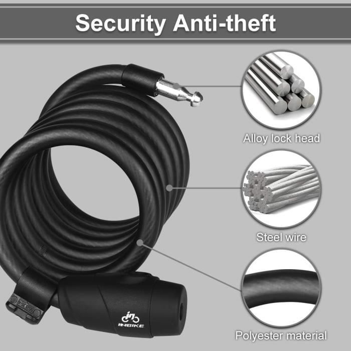 Antivol Vélo Bell à Câble 6 Pieds Avec Cloche Intégrée Et 2 Clés – Occasion Fonctionnel