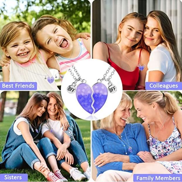 2 Pièces, Collier D'Amitié Pour 2 Filles, BFF Colliers Magnétiques Pendentif De Lapin, Best Friends Forever Colliers Cœur, Cadeaux De Bijoux Pour La
