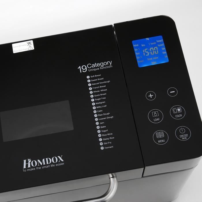 HOMDOX Machine à pain multifonctionnelle en acier inoxydable 19 programmes  - Cdiscount Electroménager