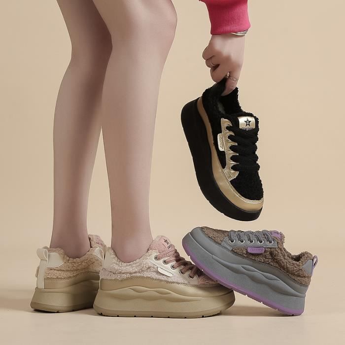 Baskets jaunes pour femme VITATA Semelle épaisse Lacets