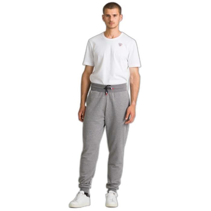 Pantalon de jogging en coton coupe classique pour homme Gris chiné