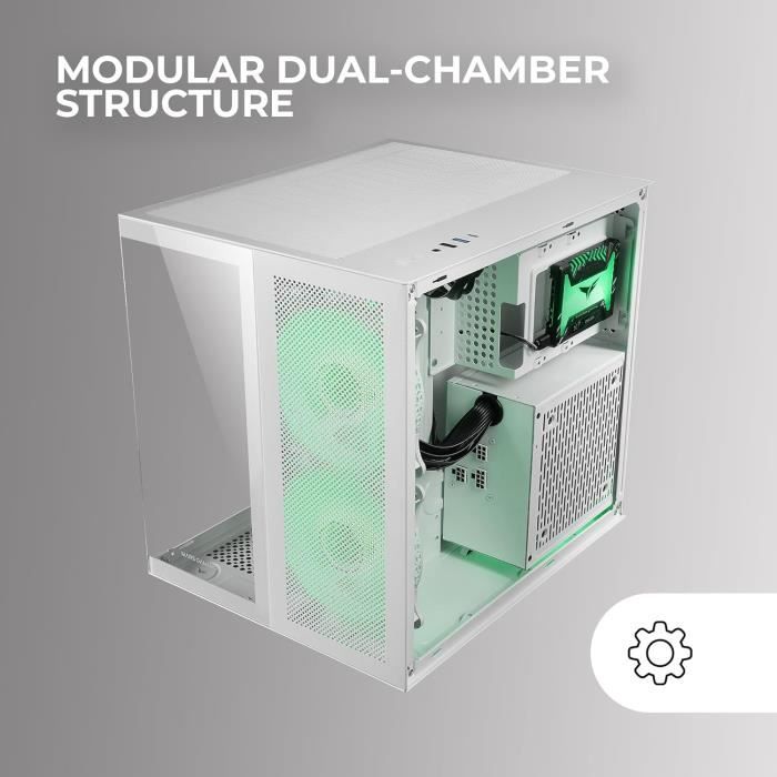 J772 Mars Gaming Mc-Novam Blanc,Boîtier Compact Custom Microatx,Double ...