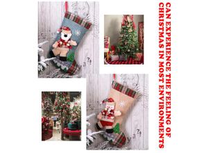 4 Chaussettes De Noël à Suspendre - Motifs Bonhomme De Neige, Père Noël, Cerf, Ours - Taille 26 Cm, Idéal Décoration Sapin, Cheminée, Cadeaux