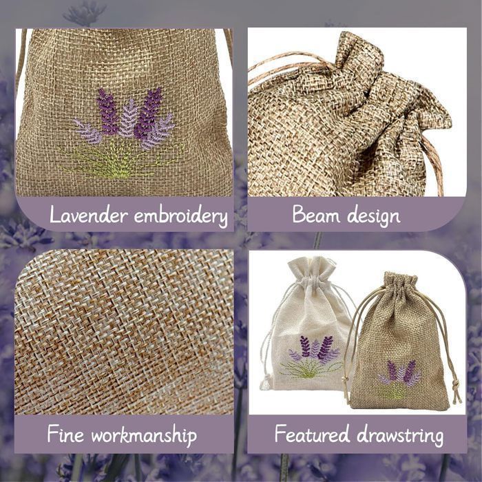 4 Pices Sachets Vides Lavande Jute Avec Cordon De Rangement