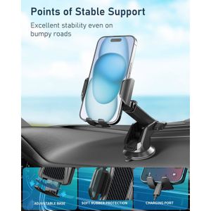 APPS2Car Support Téléphone Voiture Magnétique Ultra Puissant - Bras Télescopique 360° Ventouse + Adhésif 3M - Compatible Tous Smartphones