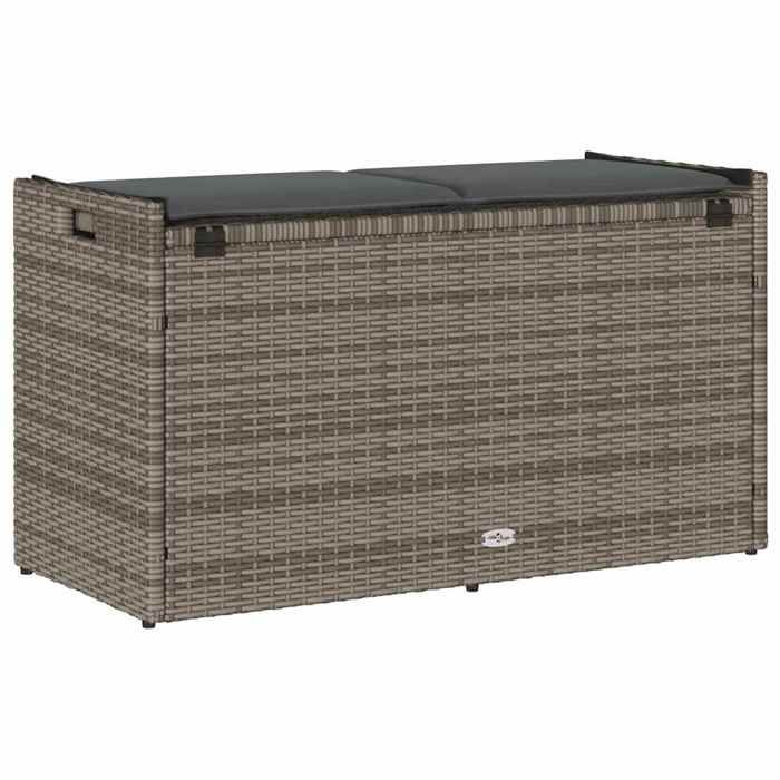 Banc De Rangement Extérieur VidaXL 100 Cm - Résine Tressée Gris - Coussin Inclus - Capacité 110 Kg - Pour Jardin