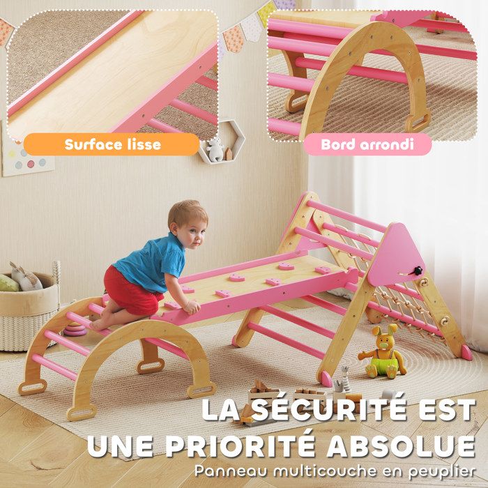 XMTECH 3 en 1 Ensemble d'Escalade pour Enfants, Montessori Aire de Jeux