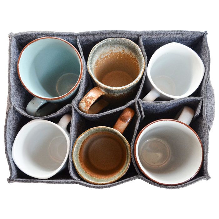 Rangement Tasses XoeLLe Feutre 6 Compartiments - 28x21x11.5cm Pour Camping-car