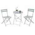 Ensemble de terrasse, ensemble pliant en métal de 2 chaises et table ronde, Bistreau, gris...  Gris sabl-0