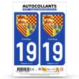 blasonimmat 2 Autocollants Plaque immatriculation Auto 19 Nouvelle-Aquitaine R/égion