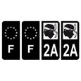 Lot 4 Autocollants plaque immatriculation voiture auto département 2A Corse-du-sud Logo Corse Noir & F France Europe-0