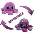 Poupée en peluche réversible - Pieuvre en peluche - Simulation douce jouet en peluche réversible - Violet profond + violet à pois-0