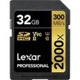 Carte UHS-II Lexar Professional 2000x 32 Go SDHC sans Lecteur, Jusqu'à 300 Mo/s en Lecture (LSD2000032G-BNNAG)-0