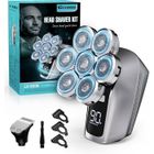 GISAAE Rasoir Electriques Hommes, 3 en 1 Rasoirs à Têtes Rotatives, Écran LED, 7D Tondeuse à Barbe, Cheveux, IPX7 Étanche