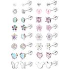 HOME FIT TRAINING 16Paires Boucles d'Oreilles à Vis Hypoallergénique Femmes Filles Acier Chirurgical Mignon CZ Perle Coeur Fleur Dos Vissé Boucles